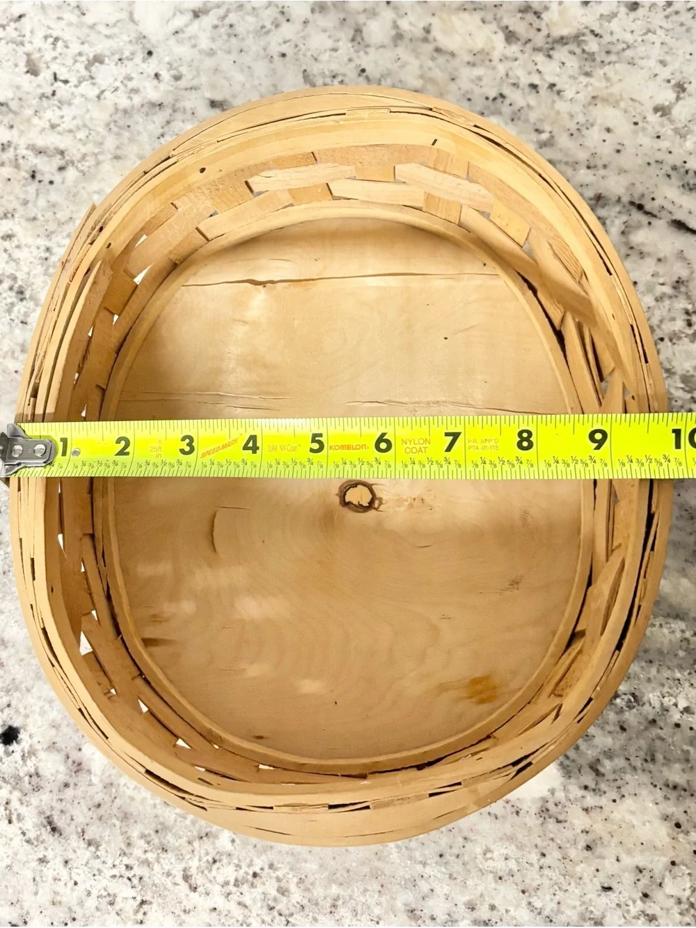 Vintage Round Woven Wood Basket Primitive Farmhouse Decor 10.5”